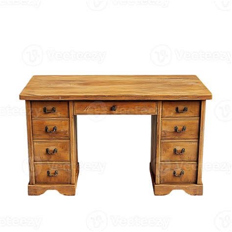 Antique Wooden Desk with Drawers and Transparent Background 49644382 PNG