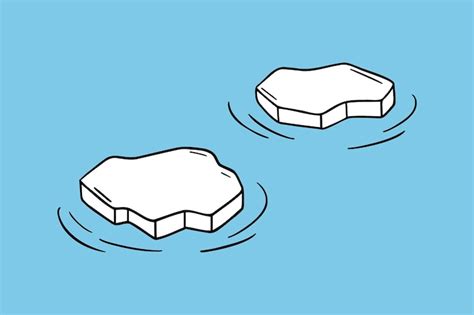 The ice floe iceberg cold arctic ocean icon doodle hand drawn catroon ...