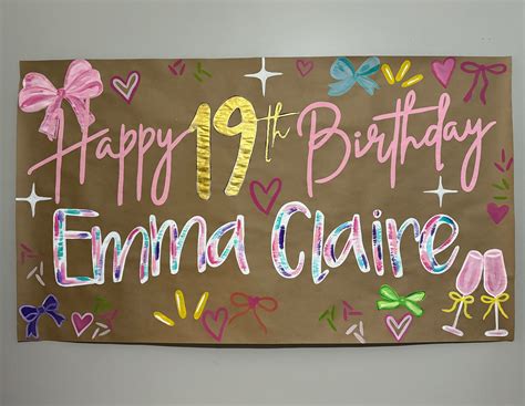 Painted Banner, Party Sign, Kraft Paper Banner, Custom Hand Painted ...