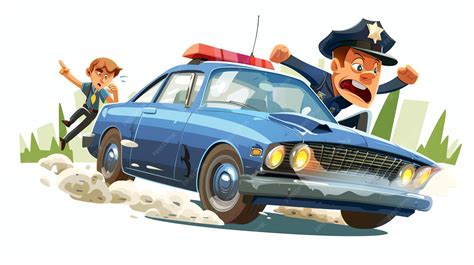 A cartoon police officer driving a car | Premium AI-generated image