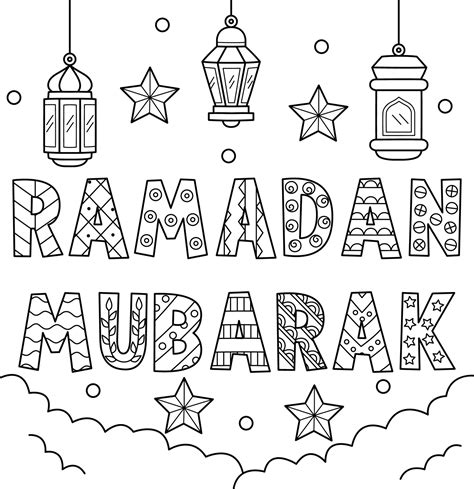 Ramadan Mubarak Coloring Page for Kids 15694404 Vector Art at Vecteezy