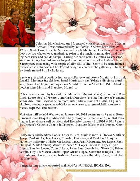 Obituary for Celestina Martinez - Rosas Funeral Home Inc