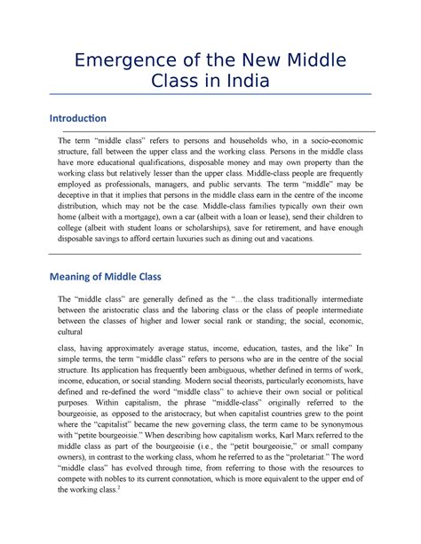 Emergence of the New Middle Class in India - Emergence of the New ...