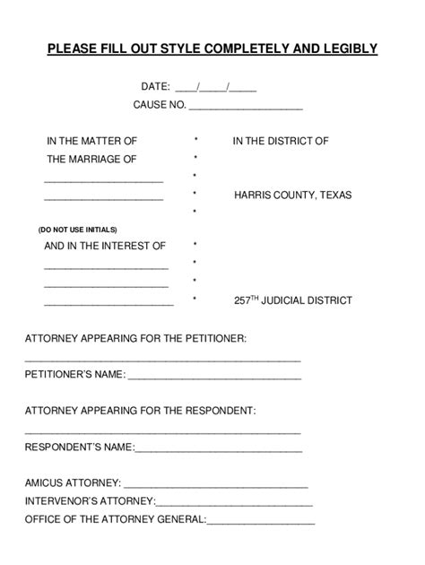 Texas Divorce Petition Form - Blank Fillable Template | Fill Out, Print ...