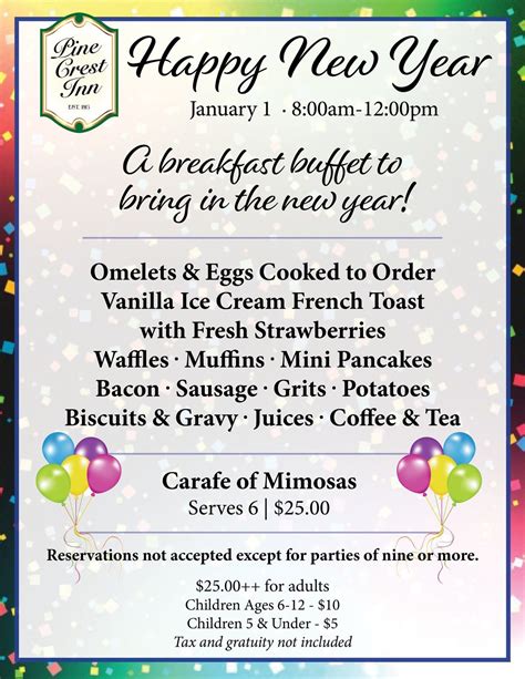 New Years Day Brunch at Pine Crest Inn, 50 Dogwood Rd, Pinehurst, NC ...