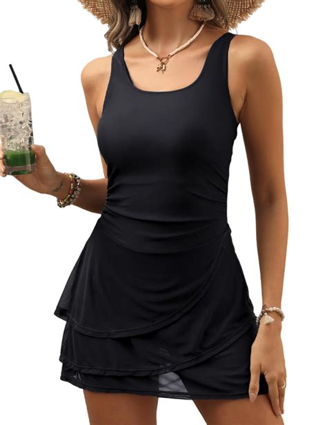 CiCiBird Women One Piece Tummy Control Swimsuit Modest Swim Dress ...