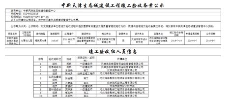 中新天津生态城力高幼儿园装修工程竣工验收备案公示