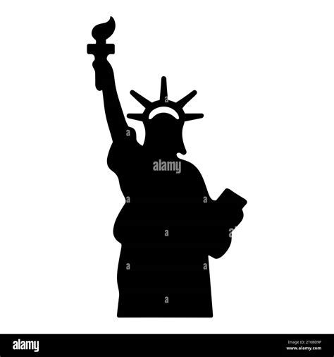 Statue of Liberty icon. Black silhouette of the Statue of Liberty holding a torch. Symbol of ...