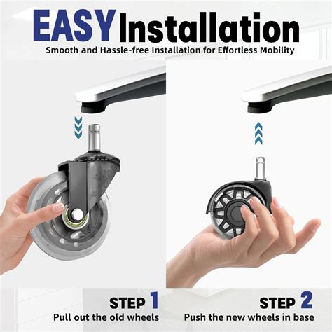 Snapklik.com : Office Chair Wheels, 2 Inch Rubber Rollers, Heavy Duty ...