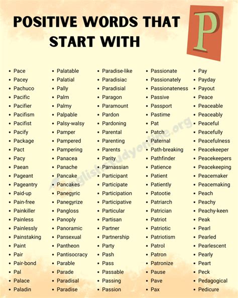 Positive Words that Start with P in English - English Study Online