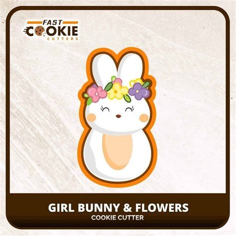 Girl Bunny & Flowers Cookie Cutter - Fast Cookie Cutters