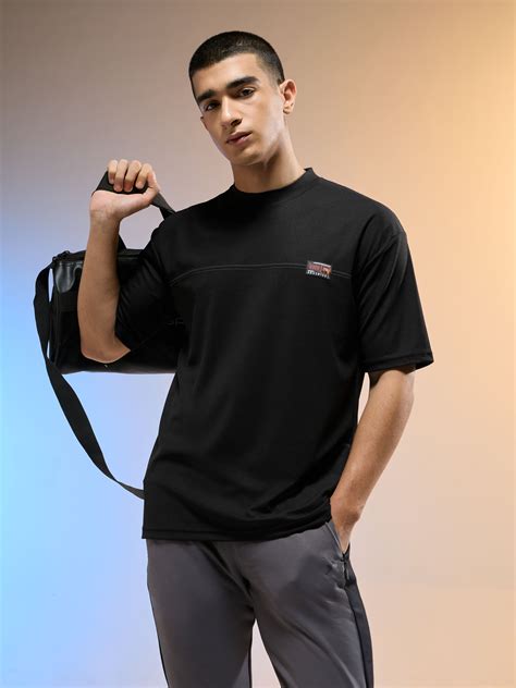 Men Solid Oversized Round Neck Sports T-shirt with MATPIQ