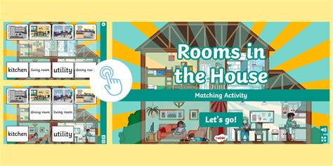 Rooms in the House Interactive Matching Activity - Twinkl
