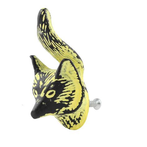 Yellow Fox Face Distressed Iron Cabinet Knobs