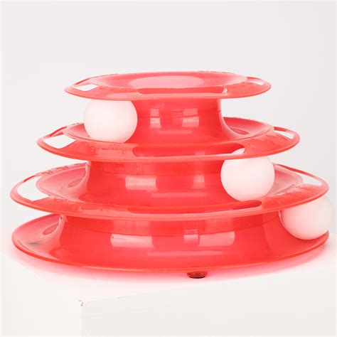 Buy Skatrs Interactive 3 Level Tower Track with Balls Toy for Cats (Red ...