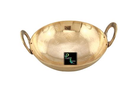 Planto Living Heavy Weight Brass Kadhai kadai for Cooking Indian ...