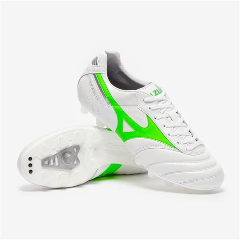 Mizuno Morelia II Elite Made in Japan FG - White/Neon Green/Galaxy Silver - Adult Boots | Pro ...