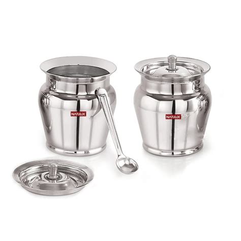 NATULIX Stainless Steel Ghee Pot | Oil Pot | Ghee Pot with Spoon and ...