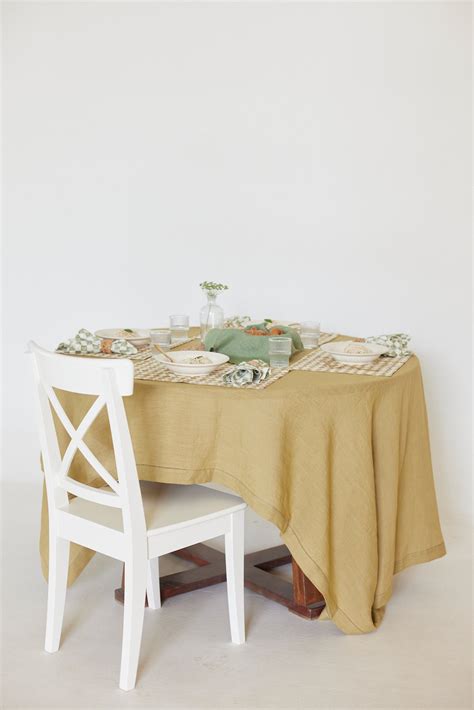 Ochre Linen Table Cover – SanctuaryLiving