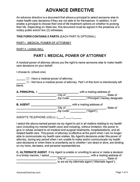 Free Printable Advance Directive