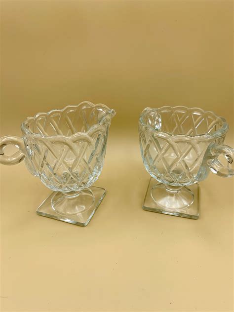 Pretzel Pattern Indiana Glass Clear Glass Pressed Glass Square Footed ...