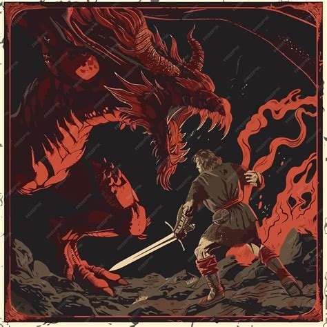 Premium Vector | Beowulf_fighting_the_grendel_Vector