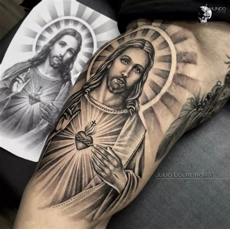 Jesus Heart Tattoos Sacred Heart Tattoo Sleeve In Progress Tattooshop