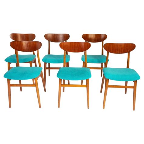 Mid Century Modern Dining Chairs with Green Velvet Upholstery, Set of 6 ...