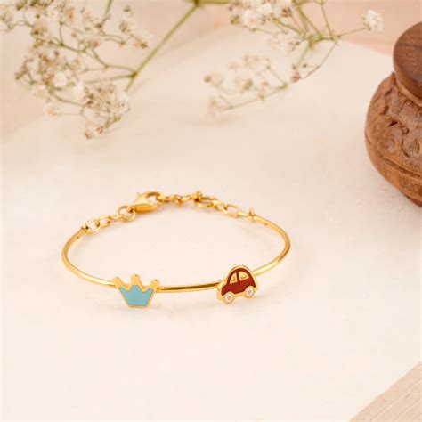 Car Design Kids Gold Bracelet | Sri Anu Jewellers.