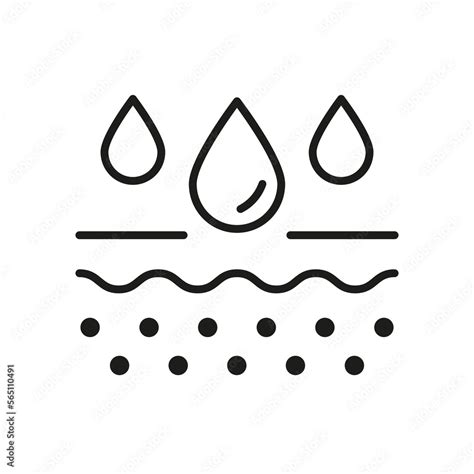 Skin Layer Absorb Water Drop Outline Icon. Moisture Skin Line Icon ...