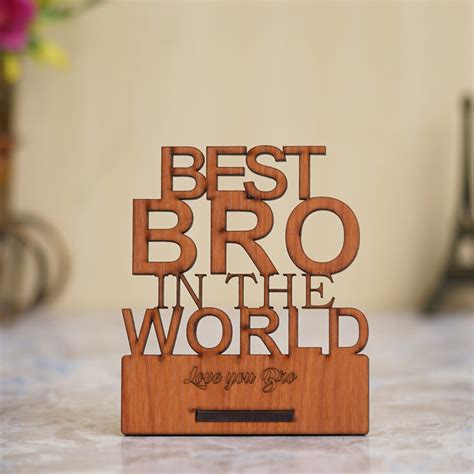 eCraftIndia Brown "Best Brother In The World" Wooden Showpiece Gift