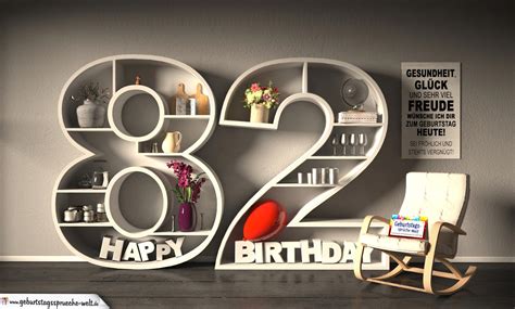 Kostenlose Geburtstagskarte Happy Birthday mit Spruch zum 82 ...