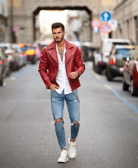3 Classic Way to Pair Red Leather Jacket for men | Leather jacket ...