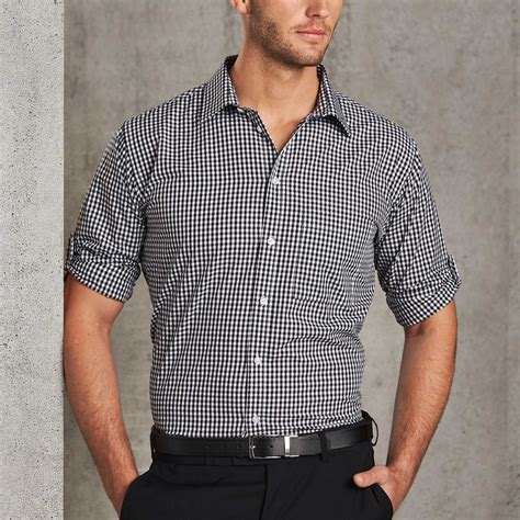 Mens Gingham Checkered Long Sleeve Shirt | Shop Business Shirts Online
