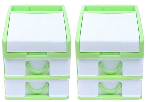 Kuber Industries Plastic 2 Pieces Three Layer Drawer Storage Cabinet ...