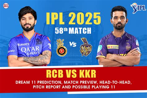 RCB vs KKR 58th Match IPL 2025: Dream 11 Prediction, Match Preview ...