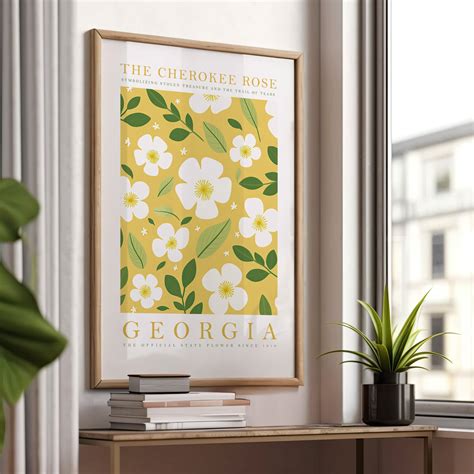 Georgia State Flower Print the Cherokee Rose Flower Prints - Etsy