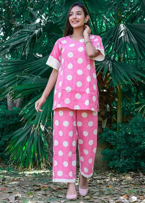 Get Pink Polak Dot Loungewear Set at ₹ 1999 | LBB Shop