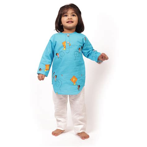 Organic Cotton Unisex Kites in the Sky Kurta Set – Bhaakur