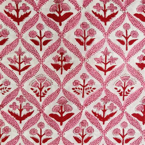 Pure Cotton Jaipuri White With Shades Of Pink And Red Floral All Over ...