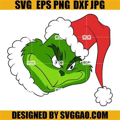 Grinch Santa Hat Face SVG, Dr Seuss Christmas SVG - SVGGAO