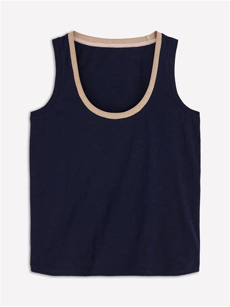 Boden Scoop Neck Metallic Trim Vest Top, Navy