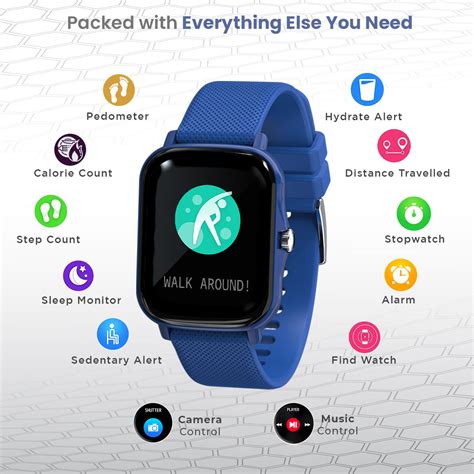 pTron Pulsefit F21+ Fitness Smartwatch (Blue) - pTron India