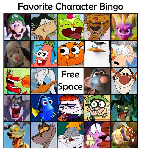 Favourite character bingo by Iwatchcartoons715 on DeviantArt