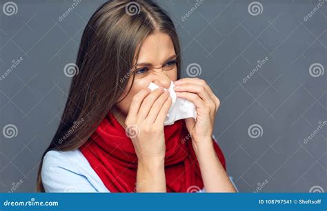 Allergies or Flu Sickness Woman Holding Paper Tissue Stock Image - Image of allergies, cold ...
