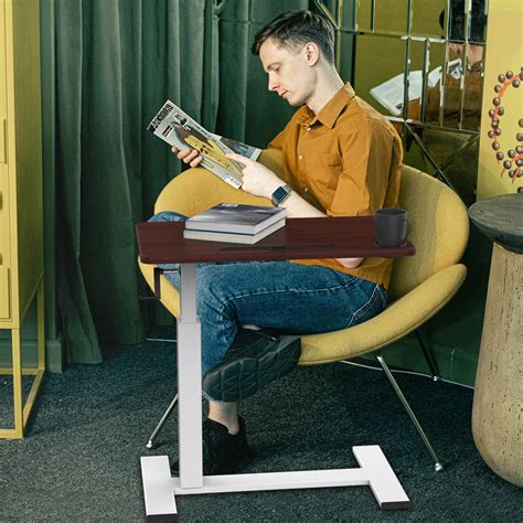 Overbed Table with Wheels, Balee Hospital Bed Table by Crank Height ...