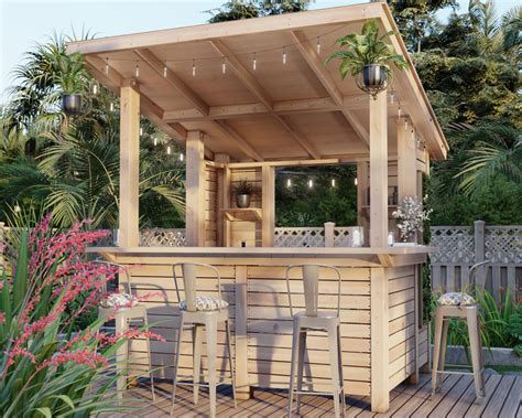 DIY outdoor bar plan with roof, walls, and seating for 5 - DIY projects ...