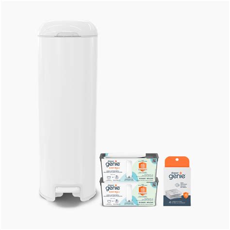 Diaper Genie Platinum Stainless Steel Diaper Pail Gift Set - White ...