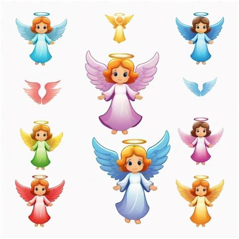 Premium Vector | A collection of angels with different designs and the ...