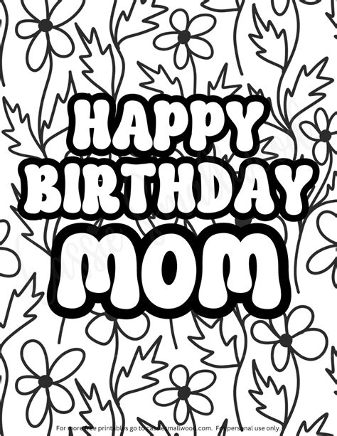 Mom Birthday Coloring Pages All About My Mom Questionnaire, Mother's